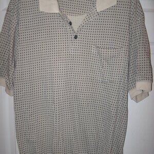 Knightsbridge Banded Bottom Polo Shirt Men's Size Large Beige Patterned